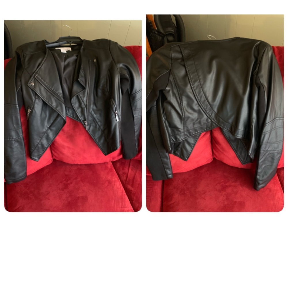 Crop leather jacket